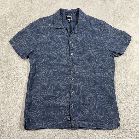 Todd Snyder Other - Todd Snyder Shirt Mens Medium Linen Camp Loop Collar Short Sleeve Button Up Blue